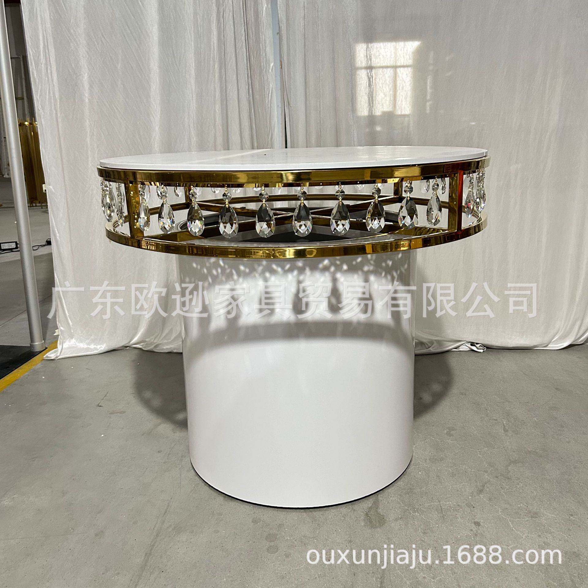 不锈钢水晶蛋糕桌圆桌婚庆宴会家具欧逊出口