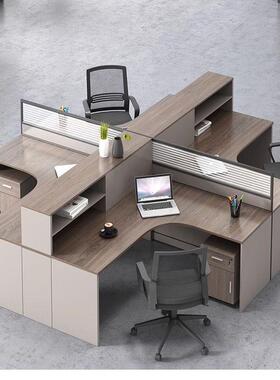 办公室员工办公桌L型财职员位4OHE/6/桌电2人工位脑卡座务屏风椅