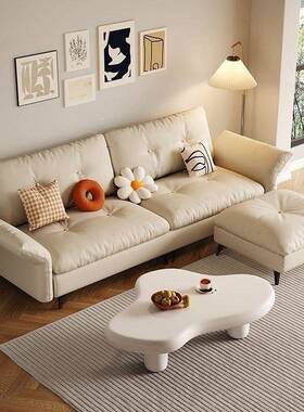 猫抓沙发小户型三人出租屋人奶油ONZ沙发床双云朵皮发沙沙发出租房