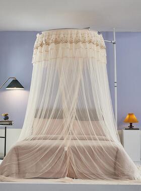 新款天地sx/Kk3Pu用杆蚊帐吊顶5宫廷缩伸1.8m床家1.米支架加密榻