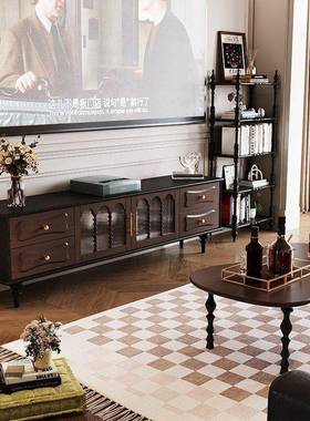 式复古法实木安娜电视柜型黑色647美小户客式厅家用收纳储物柜中