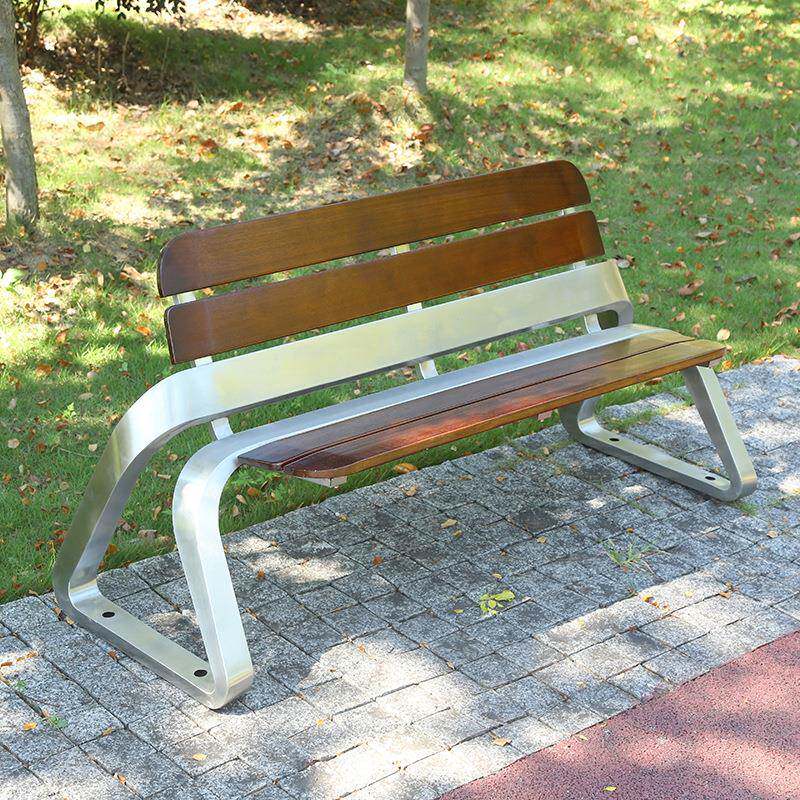 不锈钢公园椅园952林木长椅休闲长椅广场椅防腐木实椅靠背椅凳子