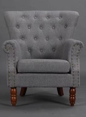 美式网红单户家用沙发欧式简约复古老皮ZED虎椅艺小型阳台人懒人沙发