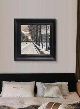 《冬季风黎》法式复古客厅装饰画轻摄影艺C262术卧奢室挂画餐厅巴