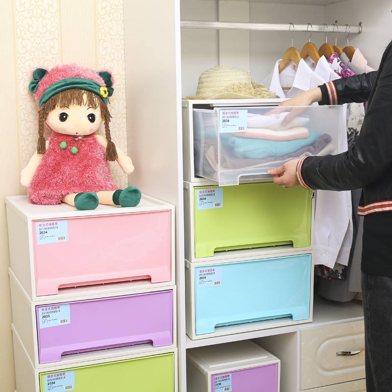 收纳盒透明衣服抽屉式收纳箱家用塑料整理衣柜衣橱储物箱收纳柜