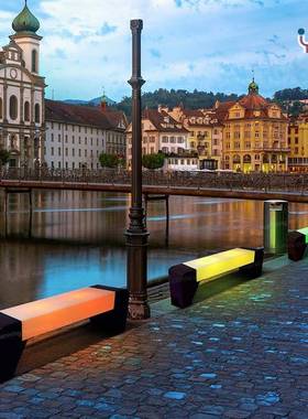 户外休led发光公园闲长公共景区休息七彩广场园-60003林椅装饰椅遥控子