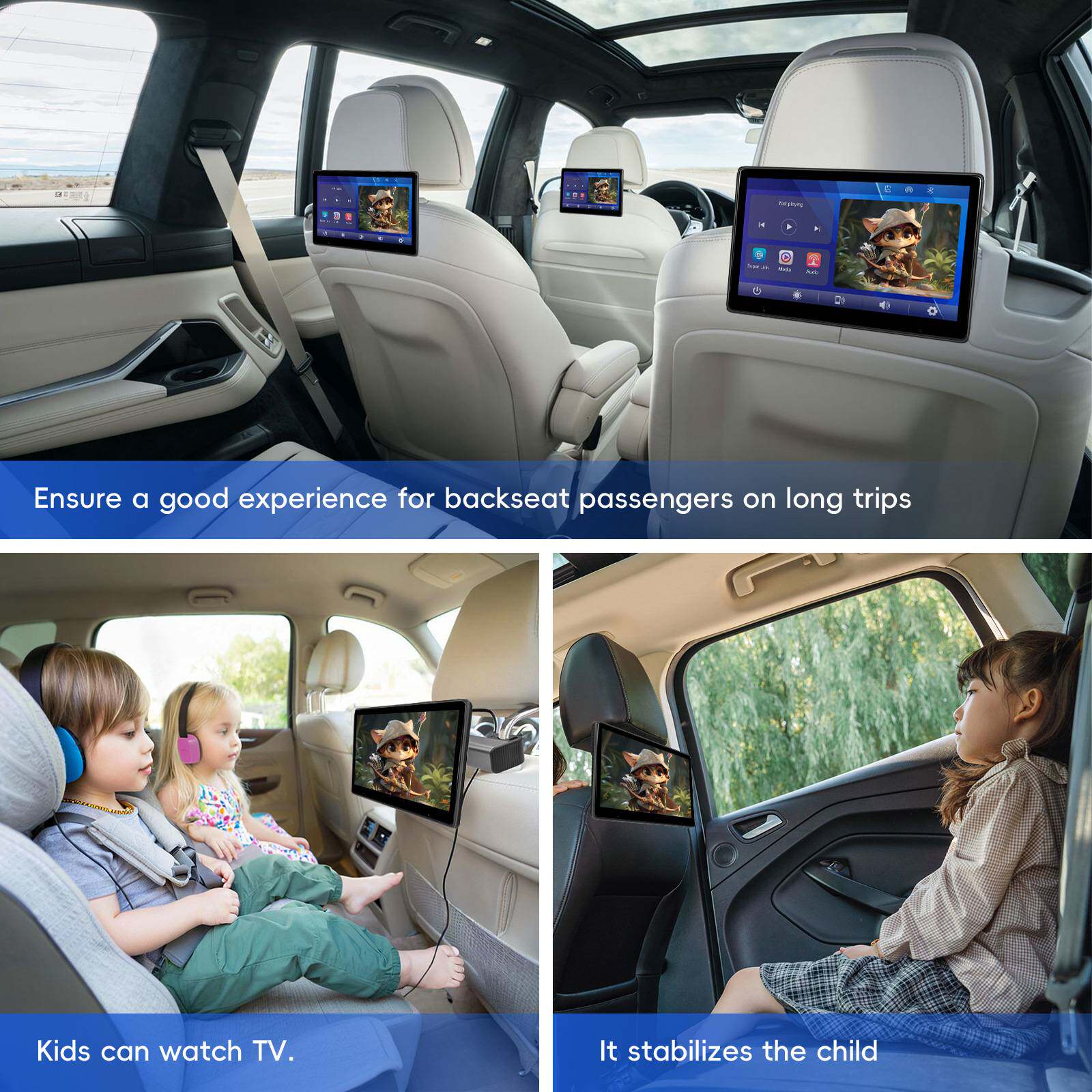 10.1英寸汽车后座影音娱乐系统带车载Carplay/安卓Auto头枕显示屏 - 慕嘉严选仓的小店91出品