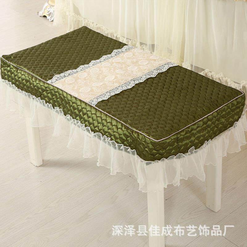 钢琴钢琴罩防尘罩全罩式前开优钢质韩蕾丝琴罩带凳琴罩绿色原野