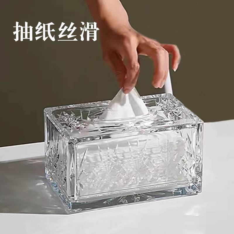 创意西餐厅抽纸盒厨房客厅耐摔亚克力塑料纸巾盒简约透明装纸收纳