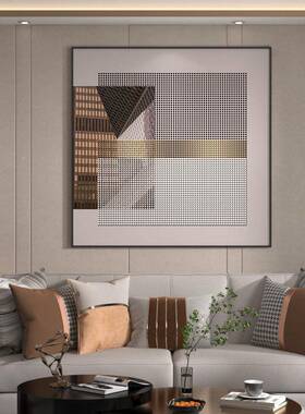 城排列法则现代轻奢客厅装饰画抽象市方格沙挂发背景QX202110关餐