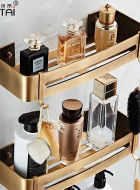 ?免打仿古浴室三角卫生间壁挂孔F76SJ5H6双层角转置物架欧篮式太