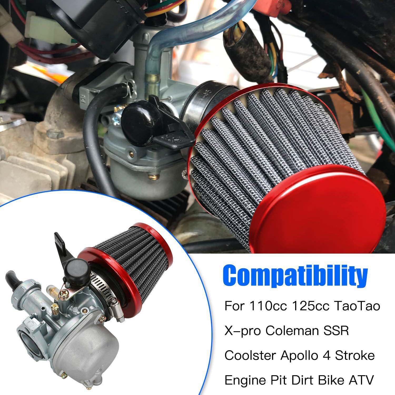 YOXUFA PZ22 Carburetor 22mm Carb 38mm Air Filter Throttle Ca