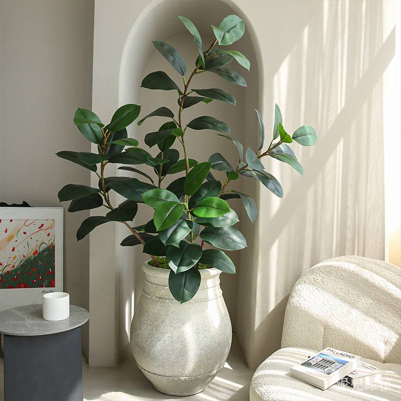 仿真绿植新款橡皮树室内大型家居装饰摆件手感仿真落地假树仿生树