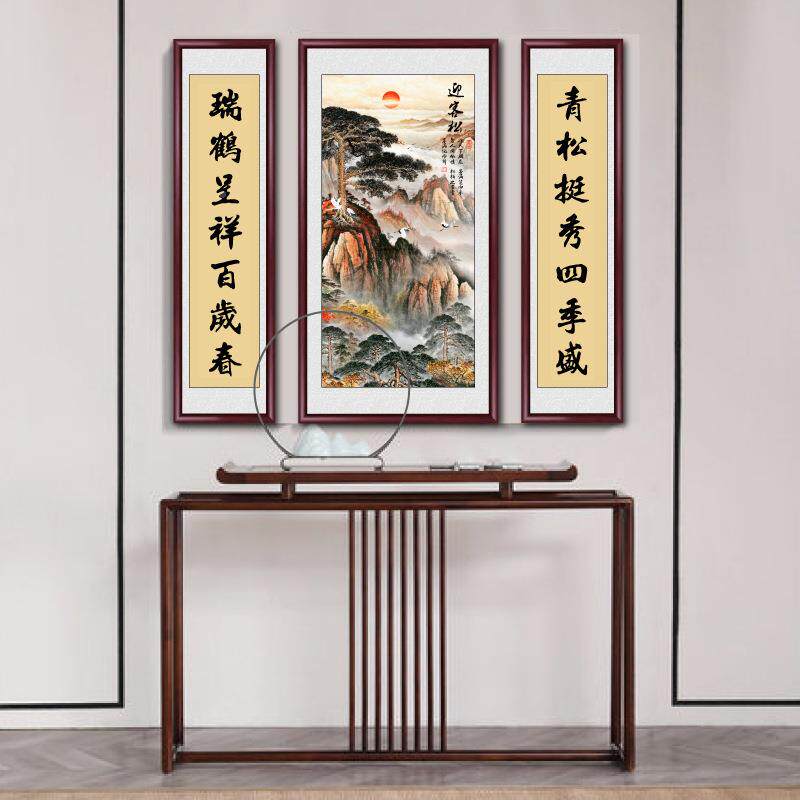 松鹤延年中堂客厅挂画村堂屋大气对联壁画ZW松鹤延式农国画大中画