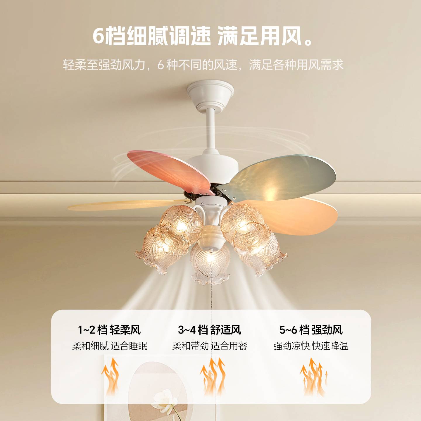 2025新款法式中古风客厅风扇灯创意美式复古餐厅饭厅一体电灯风扇