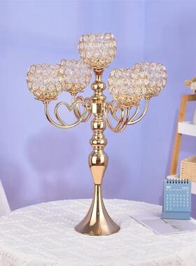 欧式轻奢5头婚烛台创意电光镀UHE烛晚餐摆件家居浪漫饰装庆道具桌