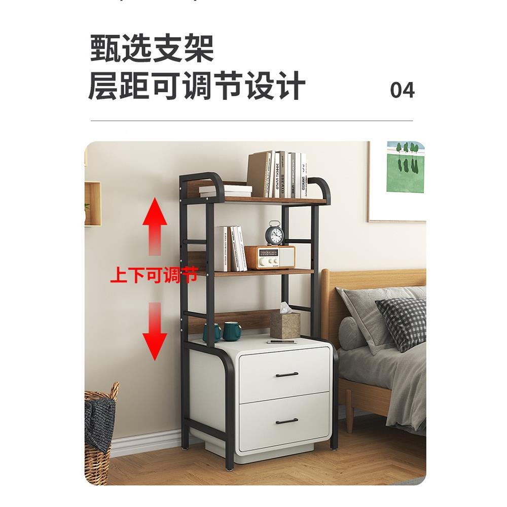 QREft新款床头柜置物架简约现代上寝卧室多落层可调节地室收纳床