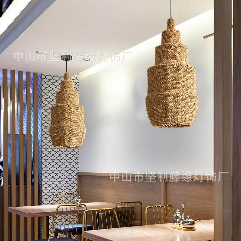 室藤编吊灯57东南民宿餐客厅卧麻阳台灯笼绳编织田亚园藤艺灯饰现,家装灯饰光源,智能吊灯,淘宝优惠券,粉丝福利购,淘宝优惠卷