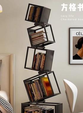 创意转角示书落地置物架PAB铁艺性架网红异展架客厅书柜书架一体靠墙
