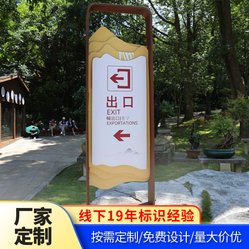 景区户外指示牌平面图指引牌导视镀锌板喷漆丝印不锈钢内容可更换