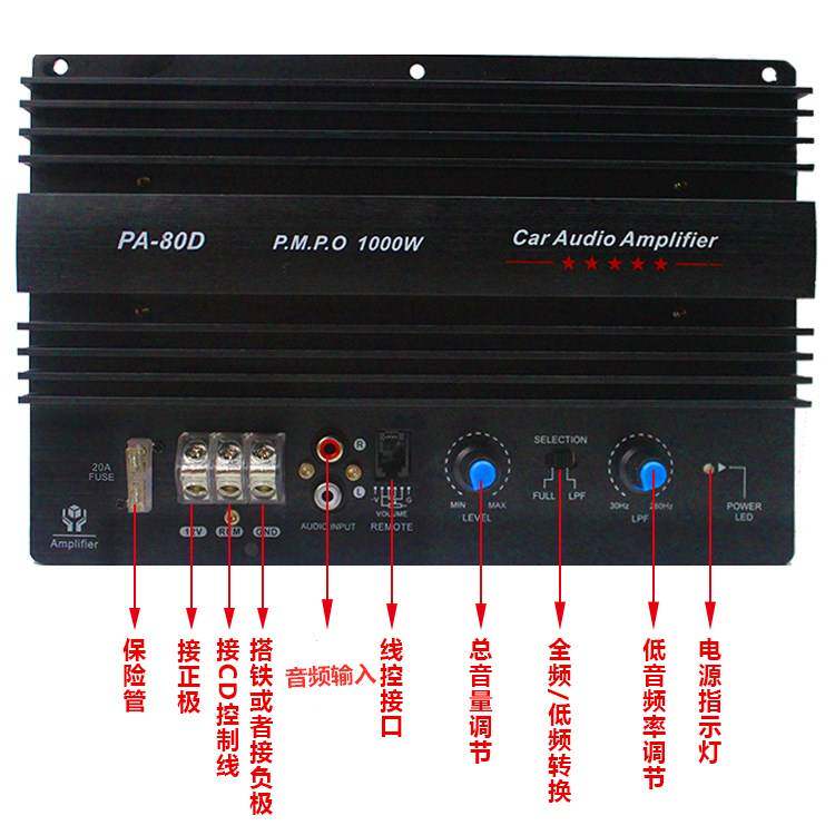 包邮12V1000W大功率发烧级汽车音响功放板车载低音炮主板功放板芯