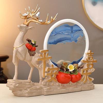 简约现代599事高招档财酒鹿事如意沙漏流沙画摆件玄关柜电视柜装