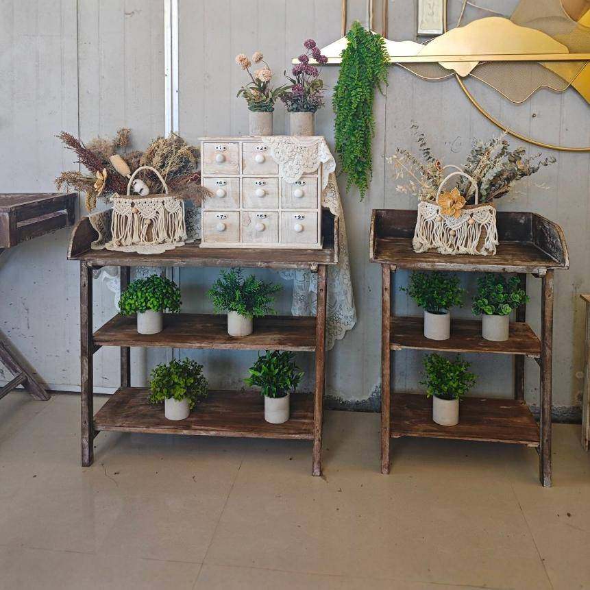 户花园艺架杂货置桌实木物架做外旧展示花庭院杂物桌露台家具RXU,家居饰品,户外/庭院摆件,淘宝优惠券,粉丝福利购,淘宝优惠卷