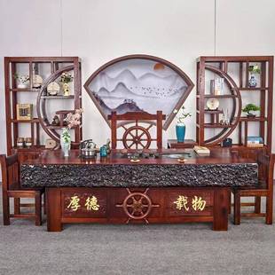 老船木茶桌椅客组合T-1几阳台茶台厅沉船木茶实木仿古功夫泡茶桌