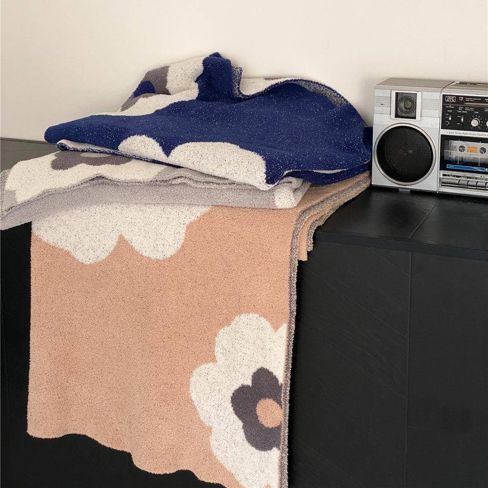 软绵绒绵糯叽叽毯可爱花室朵毛半边针织多功能盖YES20毯办公午睡