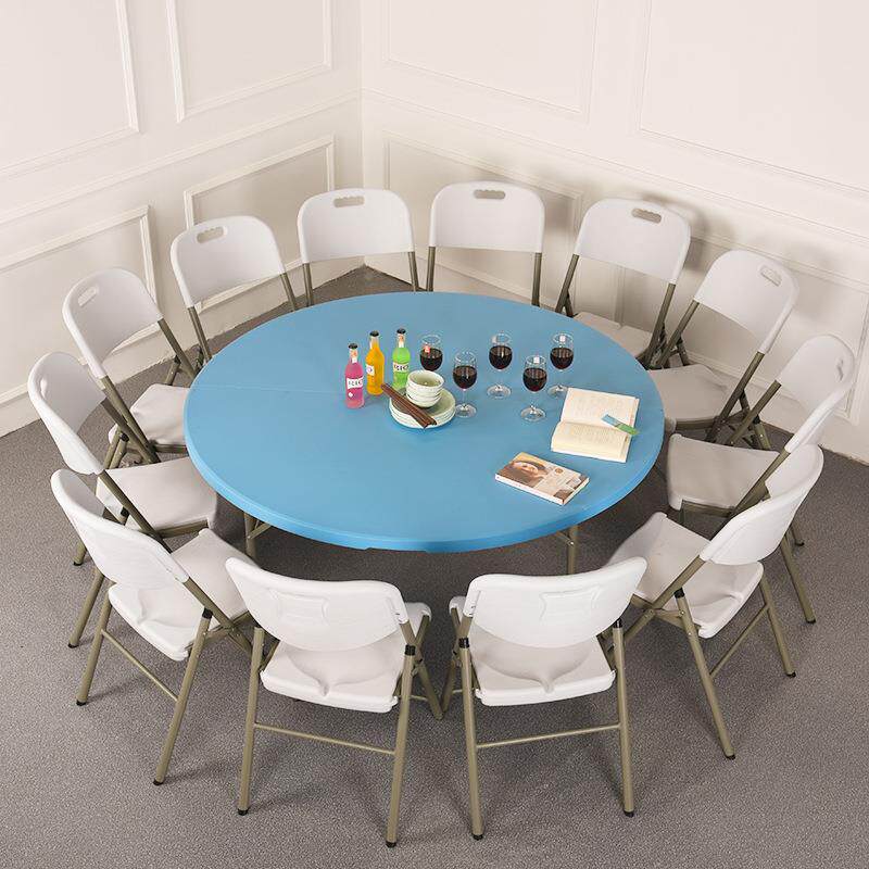 F96J8MMTR*圆形酒桌户携外可折叠桌店圆台面家用吃子饭桌便式折叠