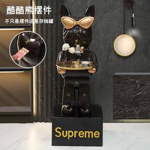 网厅法斗犬摆件纳托A092收盘客大型落地存钱罐红电视柜家居软装饰