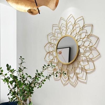 SMI64939轻奢客厅装饰壁挂饰镜壁炉门厅玄关意镜子铁壁艺花边镜创