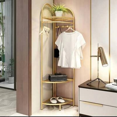 转角衣帽架房间浴室卧室落地式直角收纳三角挂衣架简易铁艺置物架