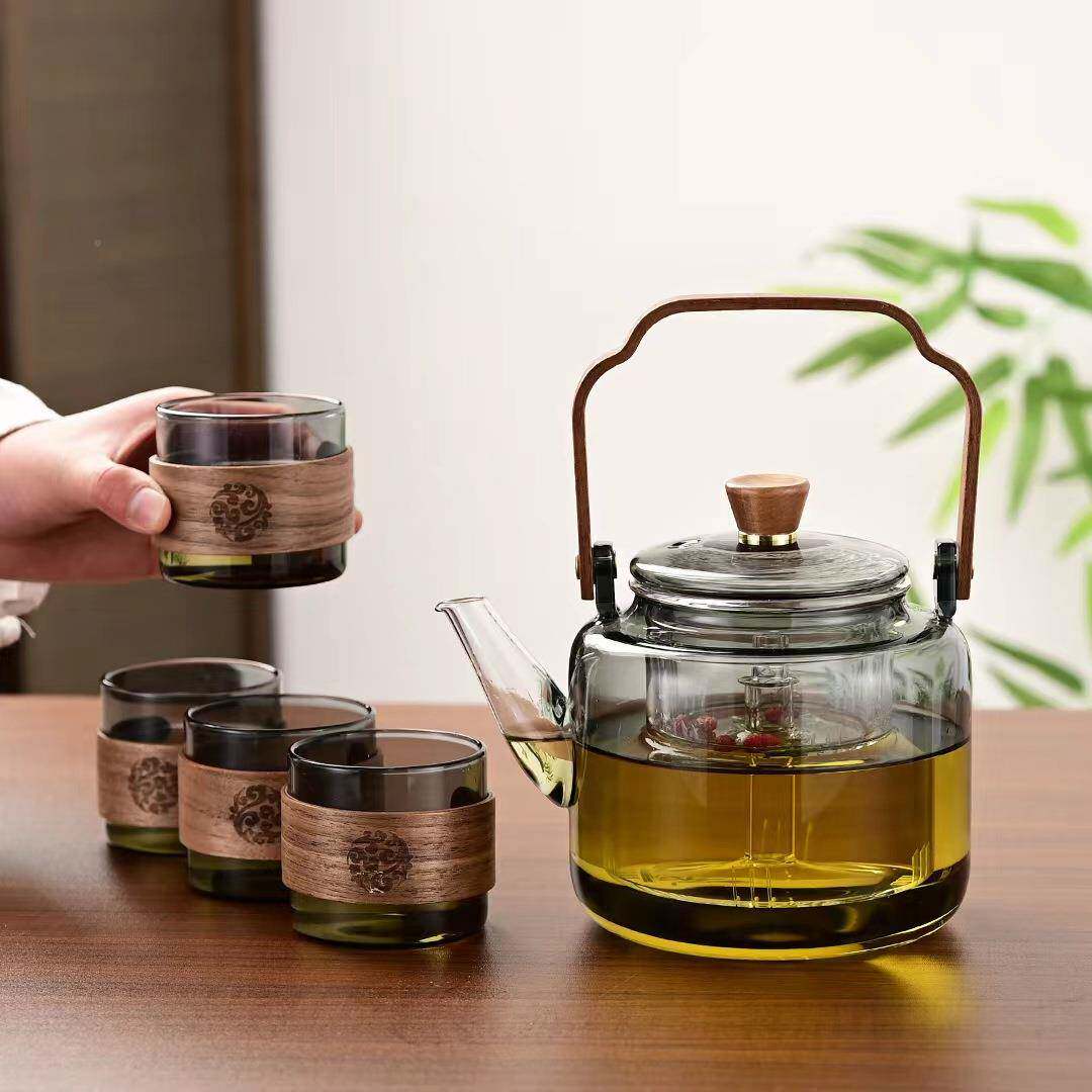 加厚提壶家套装煮茶壶梁高硼硅泡璃茶壶蒸煮养生壶耐热0003用玻煮
