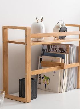 桌书架易飘窗小书架KMY办公桌收纳整简理置物架实木简桌上书架约