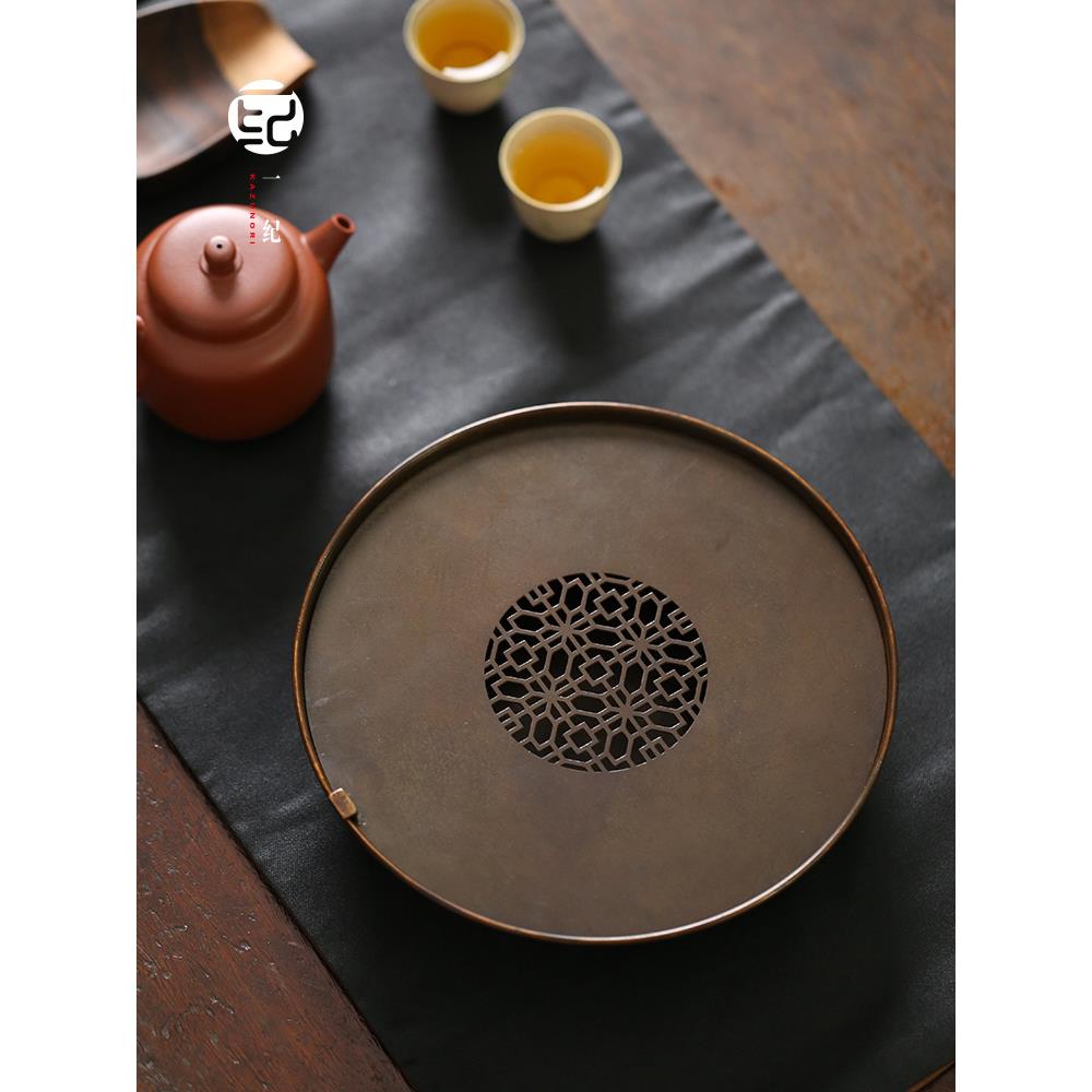 xyt手工复古圆茶形铜壶承泡F766M6M5台底干座壶托储式盘紫水砂泡