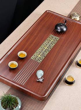 约茶板盘实木整块柚木平02302大号茶盘简原木雕刻黑檀木茶台厂家