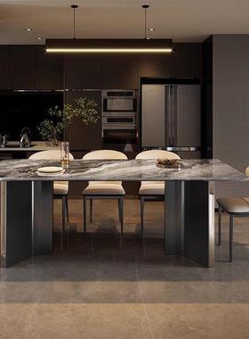 奢bc01石简桌超晶石现代长方餐形岩板家用小户型大理石吃约饭桌子