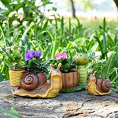 庭院公园户外动物雕塑蜗牛卡通小摆件幼儿园花园装 饰可爱花盆布置