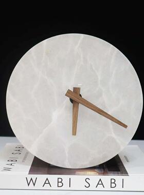 高档轻奢创意云石座钟摆件客厅装饰时钟样板间书房床头柜桌面台钟