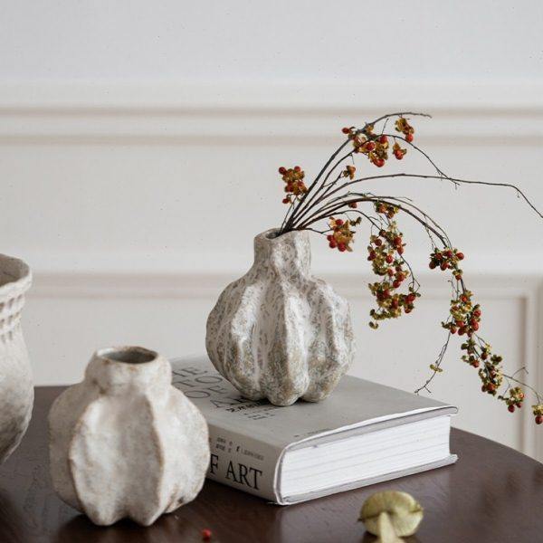 润家家居侘寂风陶瓷花瓶复古不规则装饰摆件鲜花干花简约插花花盆,家居饰品,花瓶,淘宝优惠券,粉丝福利购,淘宝优惠卷