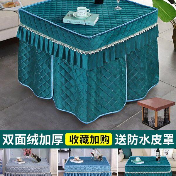 新款加厚电火套罩80x80正方形烤火桌子电暖桌罩套电暖炉取暖桌布