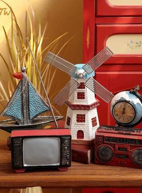 欧式乡村风格创意荷兰复古风车酒吧咖啡厅客厅书架店铺装饰品摆设