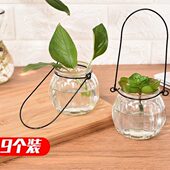 室内园艺家居装 9个装 悬挂透明玻璃花瓶南瓜小吊瓶简约水培花盆 饰