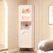 奶油风转角柜简约客厅三角展示柜轻奢墙角储物柜 单门奶油