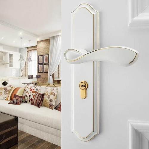 欧式合金实木门把手室内卧室房门锁锁具五金大磁吸静音锁体