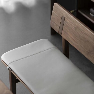 靠背长条凳北美黑胡桃木实木v长板凳换鞋凳樱桃木长椅现代简约餐