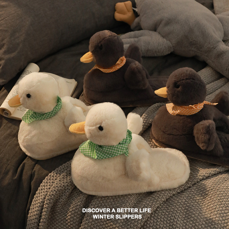 24新款鸭子棉拖鞋男女冬季w室内居家卡通情侣家用保暖可爱厚底爆