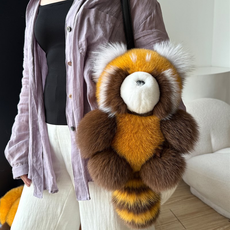 超大狐狸毛皮浣熊娃娃娃u娃吊坠可爱软霸气毛绒超大背包吊坠