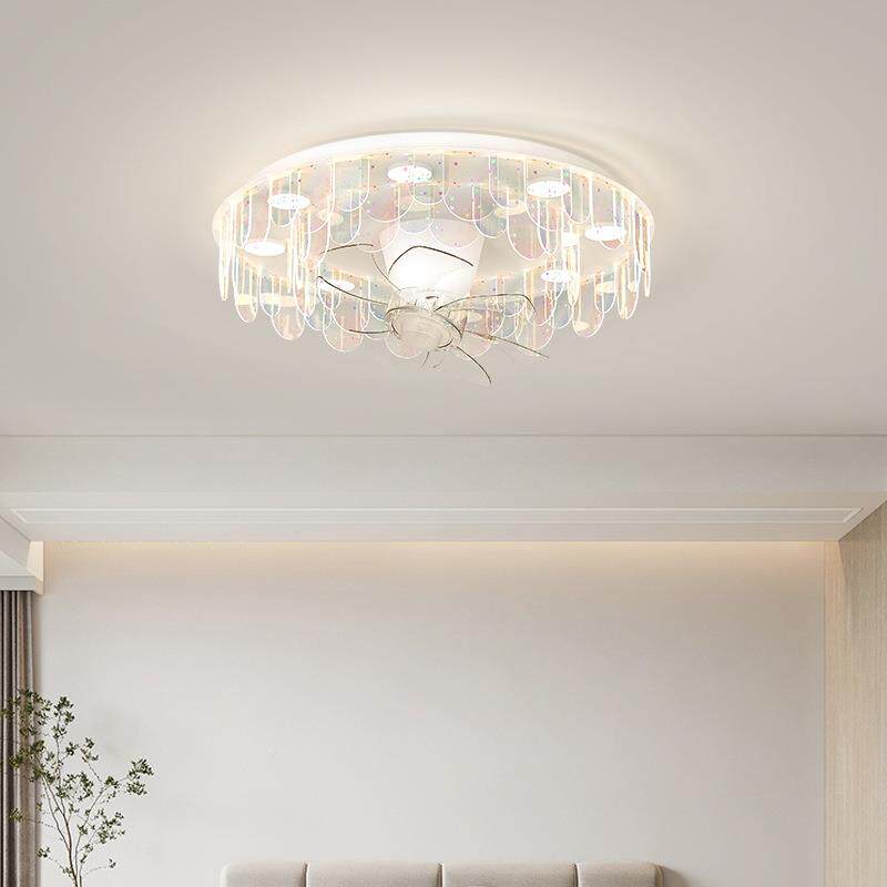 新创意款设计师七彩炫片吸顶灯约全谱简护眼卧室摇头吸254顶风扇